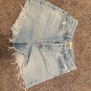 Levi's Light Blue Frayed Denim Shorts